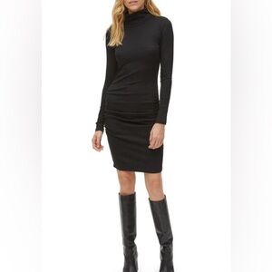 NWT MICHAEL STARS Velma Ultra Rib Turtleneck Black Dress size Small
